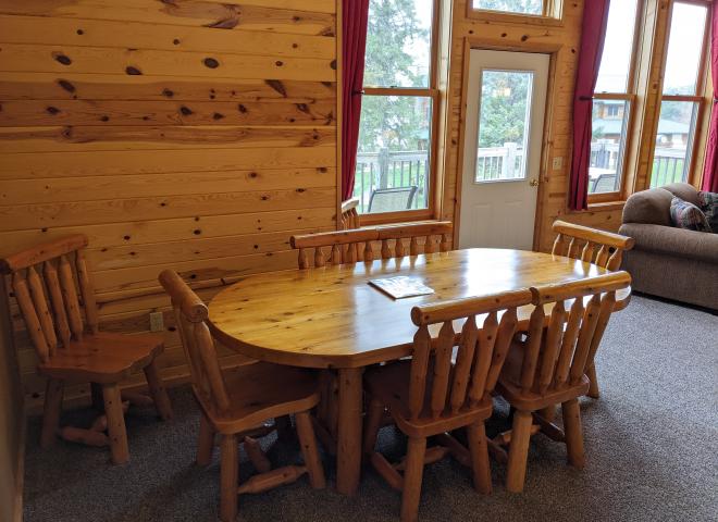 Dining room with seating for six plus.