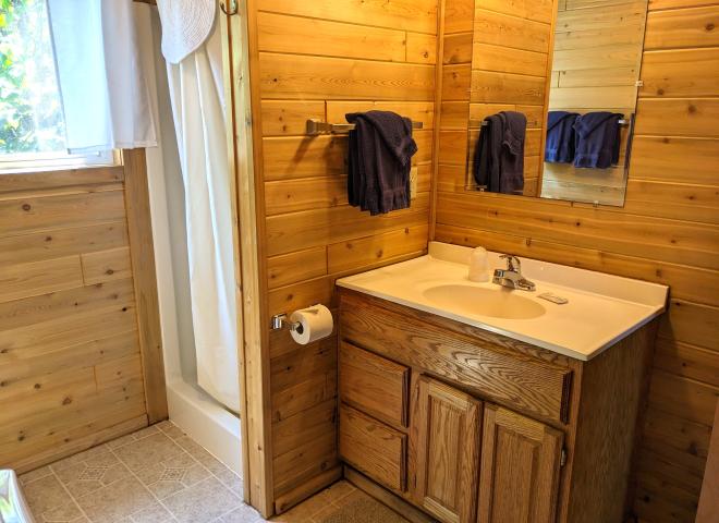 Main floor bathroom with shower stall.