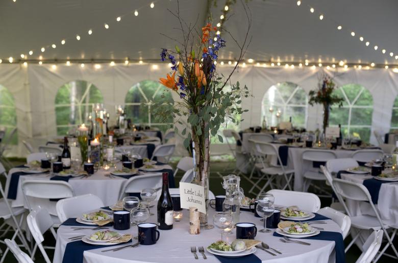 Wedding reception in a tent