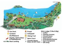 Resort map with Rippleside circled, located near the lodge and harbor.